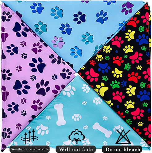50Pcs PET SHOW Paw Pattern Dog Bandanas Bulk Washable Puppy Girl Boy Triangle Bibs Accessories for Small Medium Dogs