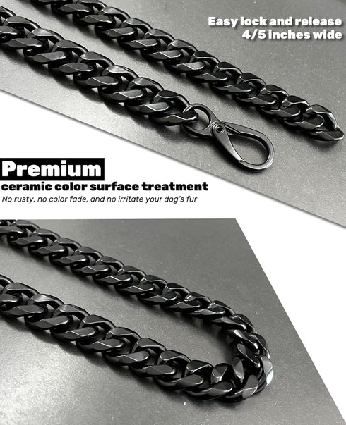 Cuban Link Dog Collar - 3/4 in Wide Metal Chain Collar in Venom Black, Stunning Pet Accessory, Cute Luxury Jewelry 16