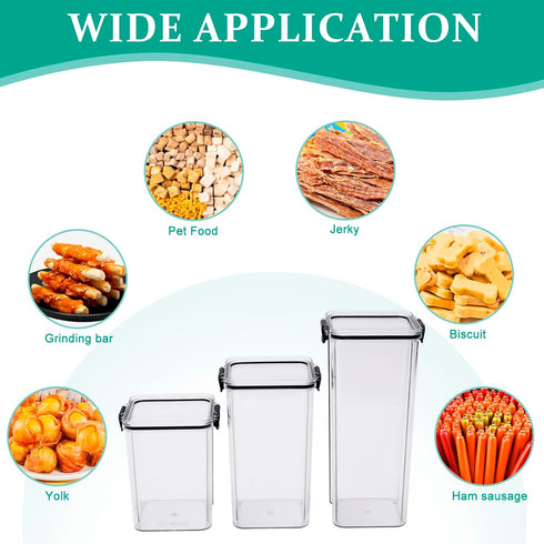 Lolytama 3 Set Pet Food Storage Containers, Airtight Dog Food Storage Container with Locking Clips, Dog Treat Container