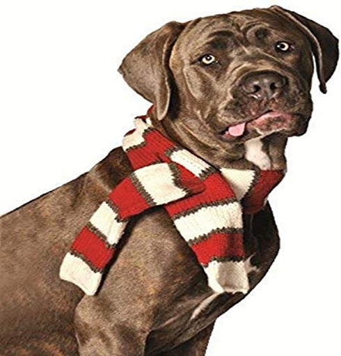 Chilly Dog White/Red Pet Scarf, Medium Size