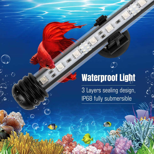 iKefe 11" Color Changing LED Fish Tank Light with Remote, Submersible Aquarium LED Fixture for Freshwater/Saltwater
