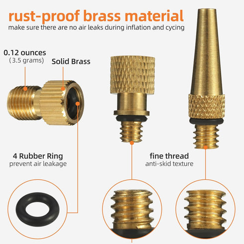 Gionfe 25PCS Nozzle Bicycle Presta Schrader Valve Adaptor Tools, Brass Bike Pump Adaptters,Ball Pump Needle, Balloon