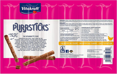 Vitakraft 18 Pack of Chicken Purrsticks, Cat Treats