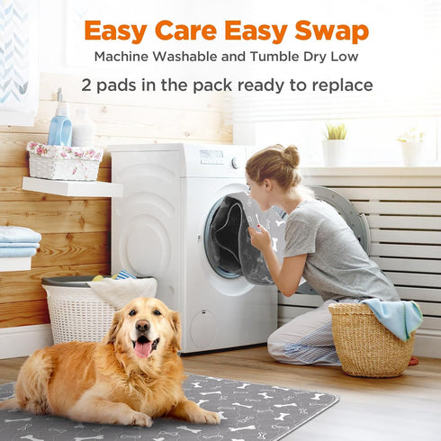 2 Pack (36"x48", Washable Pee Pads for Dogs, Large Reusable Puppy Pads, Non-Slip Waterproof Dog Mats for Floors