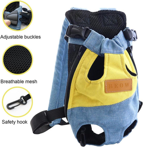Pet Carrier Backpack, Adjustable Legs Out Easy-fit Chest Carrier for Small Dogs Cats Puppies