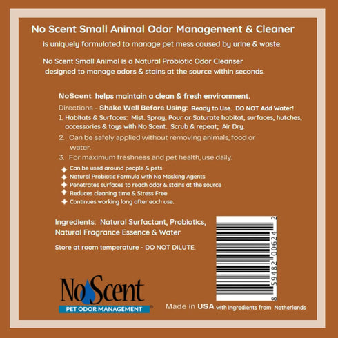 No Scent Small Animal Guinea Pig Cage Cleaner, Hamster & Rabbit Habitat Pet Odor Spray (2 Fl Oz)