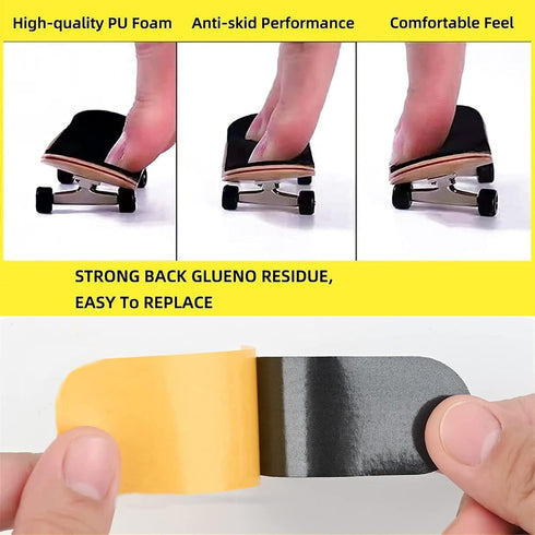ACFELLE 10Pcs 34mmx98mm (10 Pre-Cut Fingerboard Grip Tape, Pro Mini Finger Skateboards One Step Install Foam Adhesive