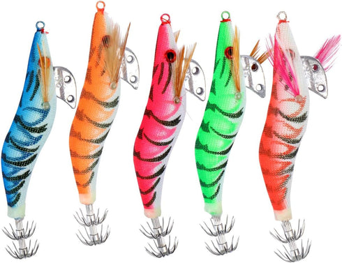 Angoily 11g 8.5cm Simulated Shrimp Fishing Lures Set, Luminous Plastic Soft Bait