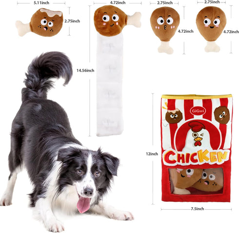Gigwi Interactive Squeaky Dog Toys - Hide and Seek Puzzle Toy Set for All Breeds, 2-in-1 Dog Toys for Boredom and IQ