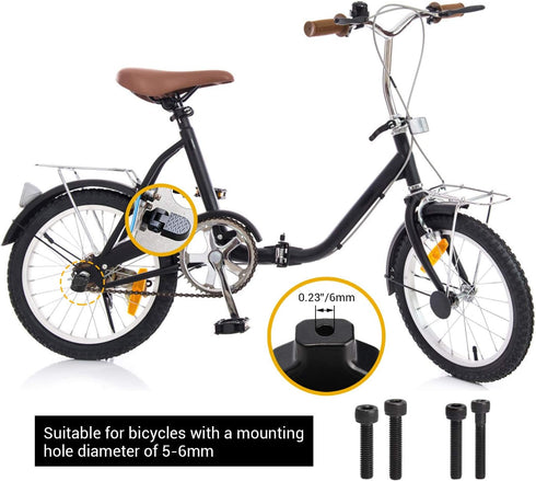 TOBWOLF Mini Bike Rear Pedals, 3.1x1.6 in Aluminium Alloy Folding Pegs, Non-slip Footrests for Folding Mountain Bike