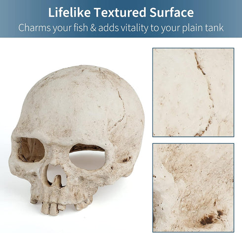 Uniclife Aquarium Skull Reptile House Decor, Resin Head Skeleton Ornament for Tank Landscape