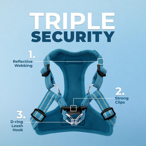 Best Pet Supplies Voyager Adjustable Dog Vest Harness, No Pull, Breathable for Small to Large Dogs, Turquoise, M