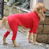 Lovelonglong Four Feet Dog Pajamas, Lightweight Pure Cotton Dog Jumpsuits, Stylish PJS for Large Medium Small Dogs, Red