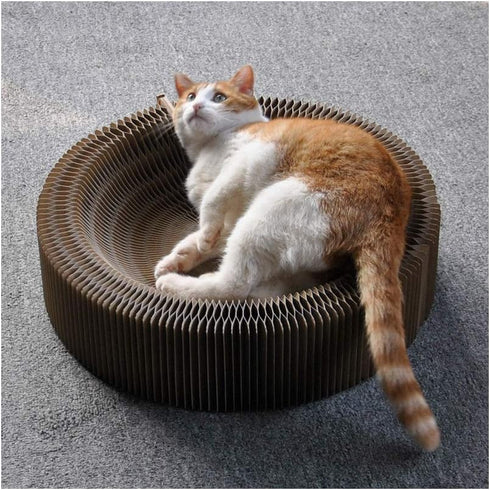 Collapsible Cat Scratcher Lounge Bed, Recycled Corrugated Cat Nest