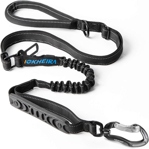 IOKHEIRA Multifunctional Leash with Car Seatbelt for Large, Medium Dogs, Adjustable 4-6 FT Strong Bungee Leash