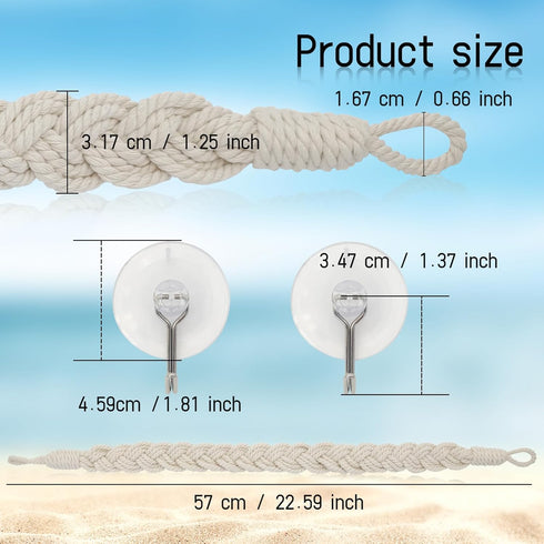 2 60cm WishLotus Hermit Crab Climbing Toys, Natural Cotton Rope Hermit Crab Toys with Suction Cups, Hermit Crab Decor