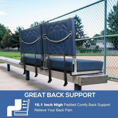 Stadium Seats for Bleachers with Back Support, Bleacher Seats with Backs and Cushion Wide, Portable Folding Comfort