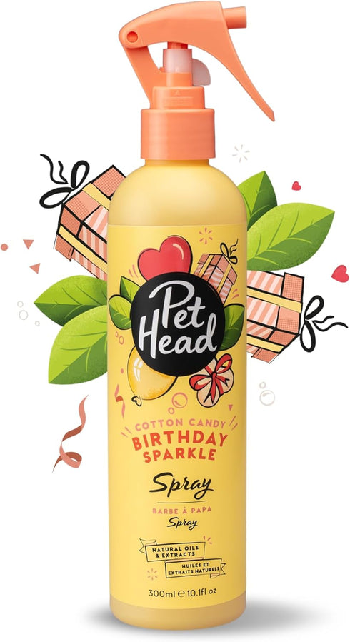 PET Head Dog Deodorizer Spray - 10.1fl oz, Birthday Sparkle, Cotton Candy Fragrance - Ideal for Dogs with Sensitive Skin