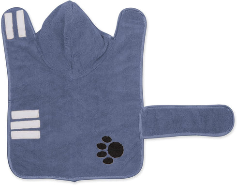 Bone Dry Pet Robe Collection, Embroidered Microfiber Bath Robe with Adjustable Closure for Dogs & Cats, Small, Blue
