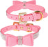 LOVPE Pink Velvet Leather Dog Collar/Cat Collar - Rhinestone Bow-Knot Tie for Small Dogs & Cats, Size S
