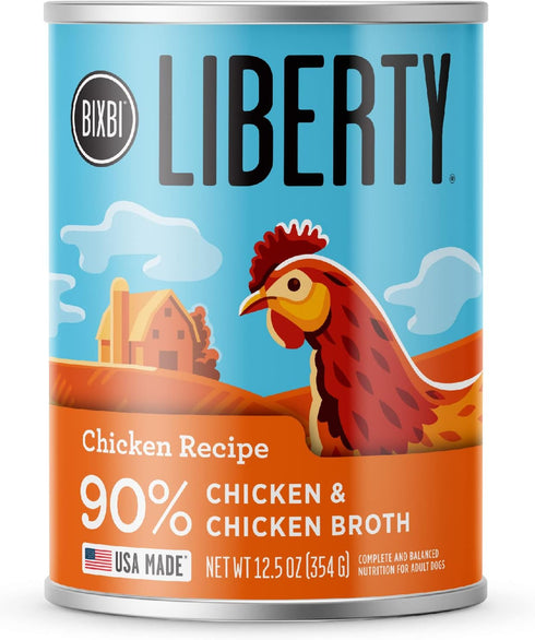BIXBI Liberty Grain-Free Canned Wet Dog Food, Chicken Recipe, 12.5 oz. Cans