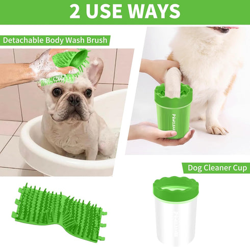 Dog Paw Cleaner, Portable Pet Cleaning Silicone Brush with 3 Absorbent Towels for Small Breed Dogs