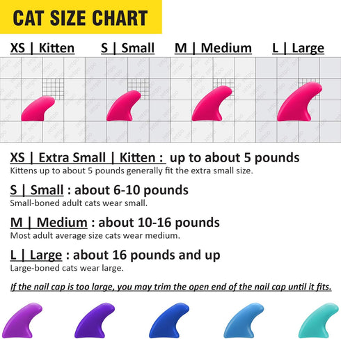 zetpo 100 pcs Cat Nail Caps with Adhesives and Applicators, M, Purple, Blue, Sky Blue, Turquoise