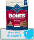 16oz. 4 Count Blue Buffalo Bones Natural Crunchy Dog Treats Medium Dog Biscuits Beef, Bag