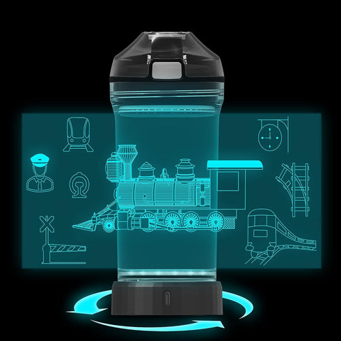 3D 14 OZ YuanDian Light Up Kids Water Bottle with Train Design- Tritan BPA Free - Cool Drinking Cups Gift for School