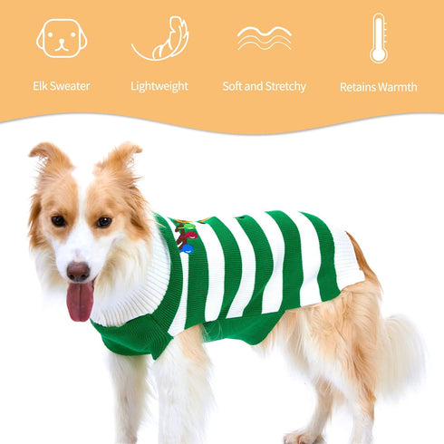 NACOCO Dog Sweater - Pet Christmas Elk Bells Sweater for Small Dog and Cat (M, Green)
