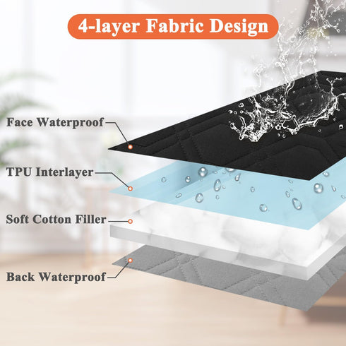 Dog Bed Covers Replacement Washable, Waterproof Quilted Covers for Dog Cat, Cover Only 30Lx70Wx6H Inches Black