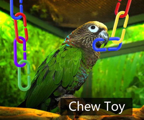 200-Piece Rainbow Plastic Chain Links & Toys, Interlocking C-Clip Bird Cage Accessories for Parakeets, Small Pets