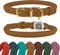 BRONZEDOG Rolled Leather Dog Collar with QR ID Tag, Adjustable Soft Round Collars for Small Medium Large Dogs Puppy Cat