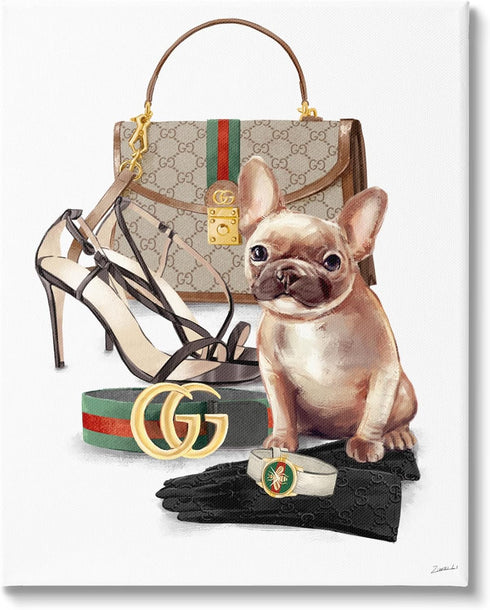 Stupell Industries Stylish Puppy Dog Designer Purse - Shoes Accessories, Design by Ziwei Li