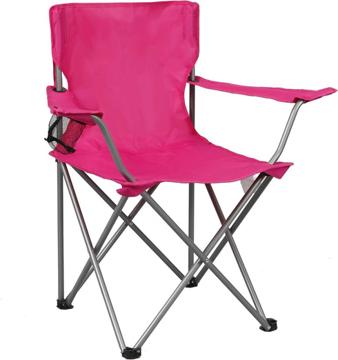 Generic Basic Quad Folding Camp Chair with Cup Holder, Pink, Adult