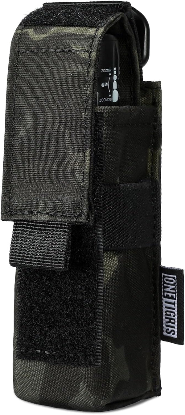 OneTigris Tactical Flashlight Holster, Molle Flashlight Pouch Holder for Belt, 1000D Cordura Nylon