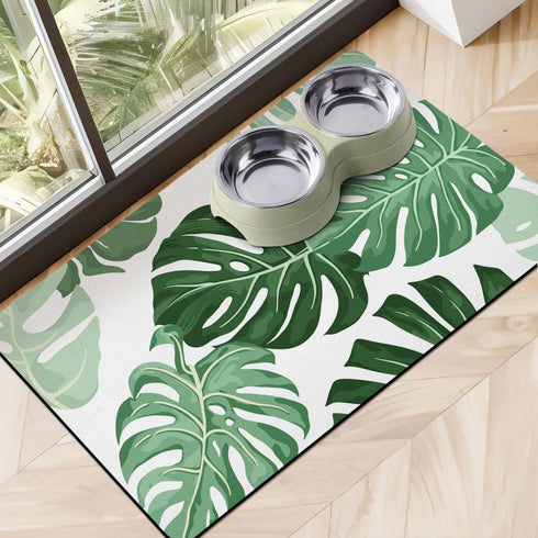 Super Absorbent Dog Food Mats for Floors, Non-Slip Eco-Friendly Boho Feeding Mat for Food and Water