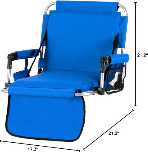 GREEN PARTY Stadium Seat for Bleachers Portable Outdoor Floor Folding Stadium Chair with Armrest, Back Support, Cup