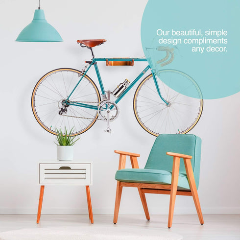 WOKK Wooden Bike Wall Mount - Horizontal Bicycle Rack for Home or Garage, Elegant Indoor Storage