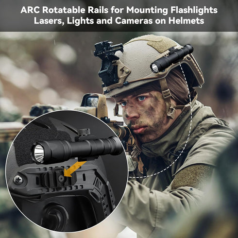 Qavctw Tactical ARC Rail Adapter Mount, 360 Degrees Rotation for 19mm Tactical Fast Helmet