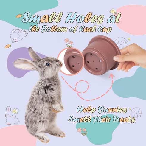 8PCS Chinchilla, Playset SKYWHALE Stacking Cups for Rabbits, Stackable Bunny Toys, Natural Sugarcane Plastic Pet