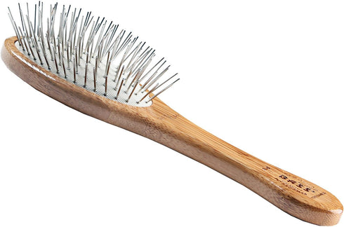 Style & Detangle Pet Brush - Alloy Pin with Pure Bamboo Handle, Medium Oval, Dark Finish, Model A9-DB