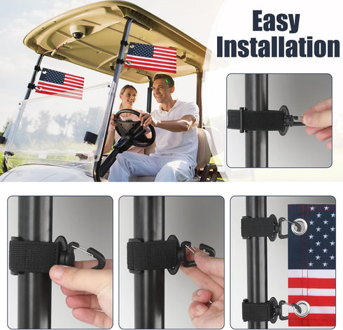 TRINKA 2 Pack Golf Cart American Flag with Elastic Straps, 6 x 9" Double-Sewn Flags, Easy to Install