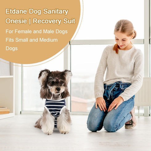 Etdane Dog Diapers Sanitary Panties for Male and Female Dogs, Physiological Period Shirts, Blue/X-Small