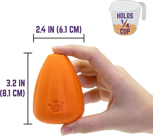 Chew King Premium Treat Dog Toy, Extremely Durable Natural Rubber, Bacon Flavored, Medium Orange
