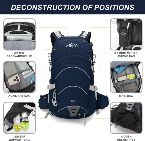 Hydration Pack 20L Hydration Backpack Hiking Internal Frame Backpacks with 2L Hydration Water Bladder and Rain Cover
