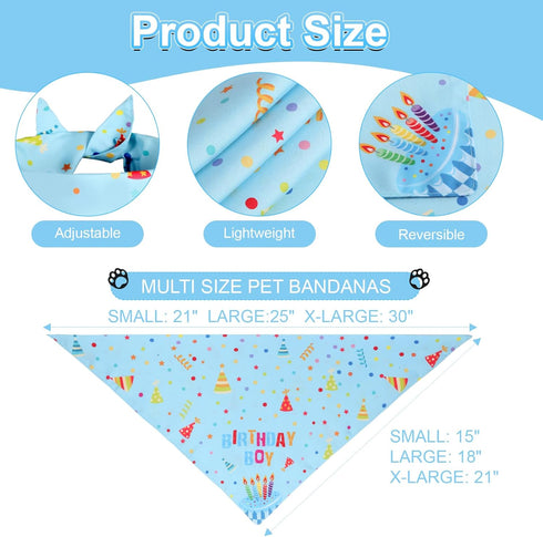 Agroon 1PCS, Dog Birthday Bandana Blue Party Supplies XLarge Durable Triangle Reversible Scarf Bibs Handkerchief