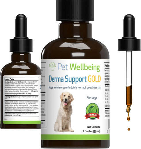 Pet Wellbeing Derma Support Gold for Dogs - Normal Skin Yeast Balance, Occasional Itching, Healthy Odor, Baikal