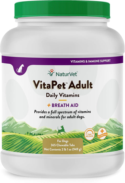 NaturVet Vita Pet Adult Plus Breath Aid Tablets, Time Release, 365 ct