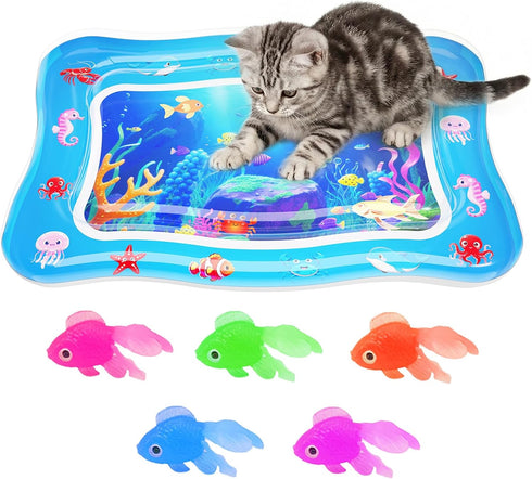 Aoioploa Cat Water Mat - Interactive Cat Toys Upgraded Thickened 0.7mm PVC Cooling